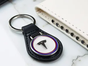 Tesla Car Keychain Stylish Leather Glossy Look